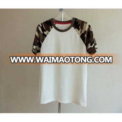 Customer Raglan t-shirts with cotton camouflage sleeve