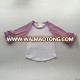 High quality baby 3/4 ruffle raglan shirt boutique kids purple cotton spring t-shirt