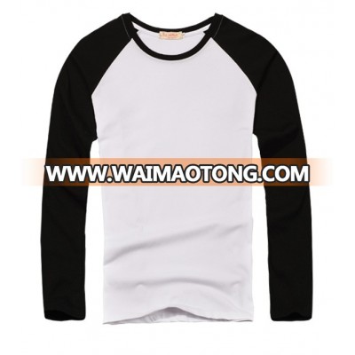 Cheap combination white&black color blank Long sleeve t shirt