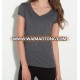 women v neck plain casual t shirt of short sleeves